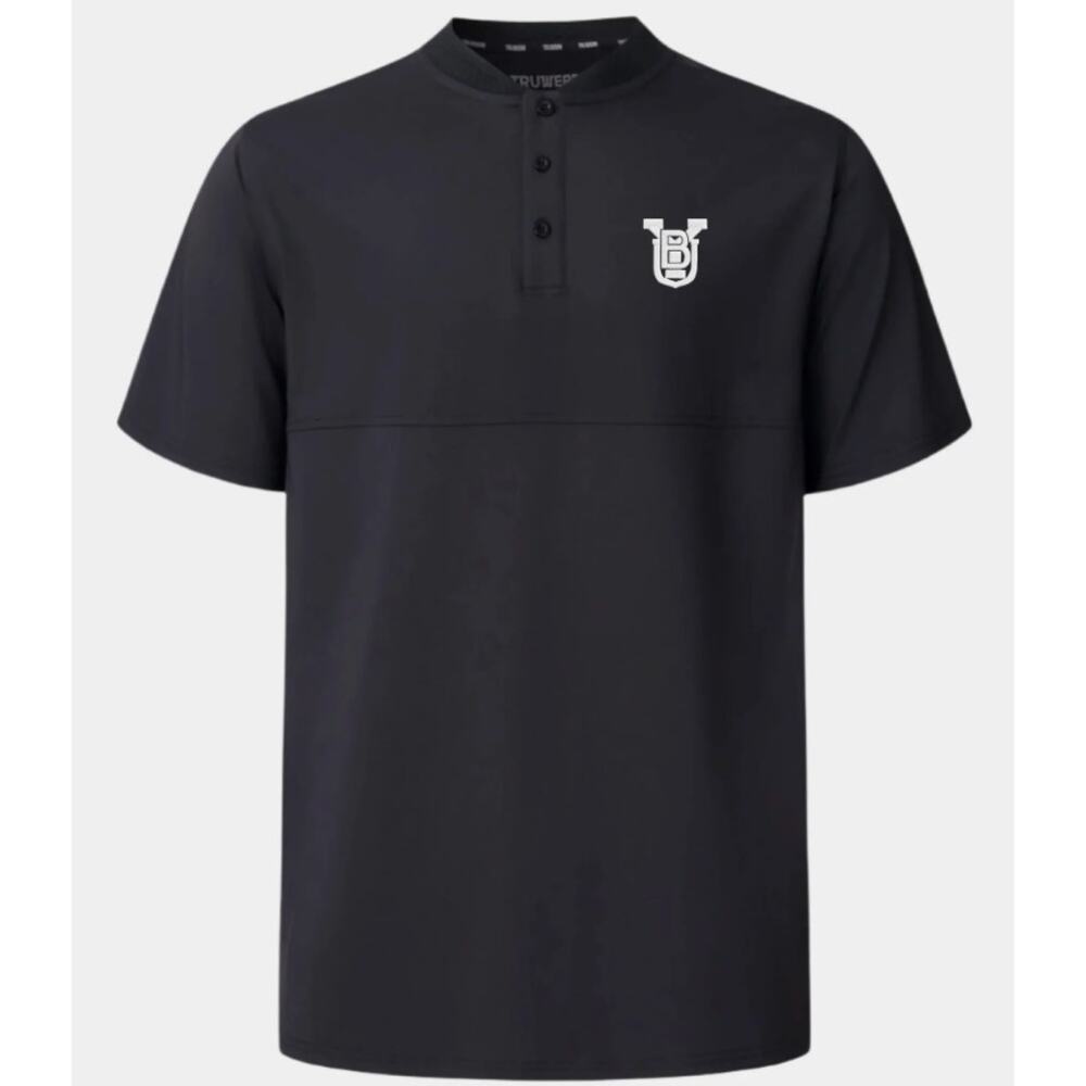 BYU TRUWEAR Crown Lifestyle Men Performance Henley Polo Shirt Black Sz S NWT $93